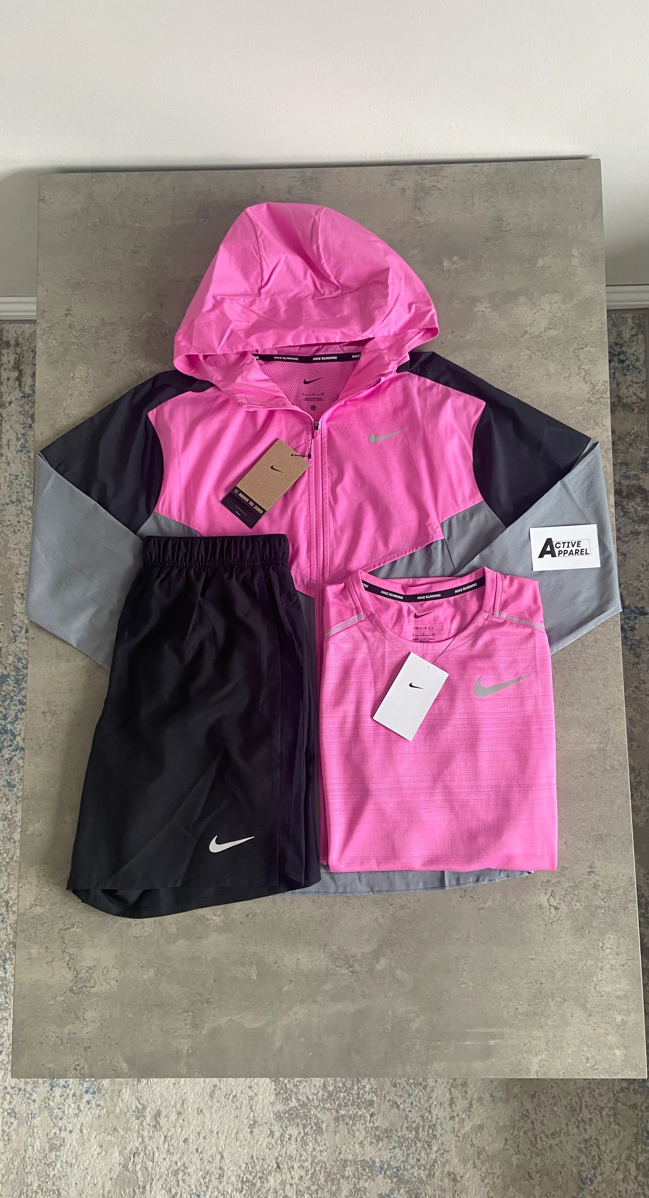 NIKE WINDRUNNER 3-PIECE SET - BLACK/PINK/GREY