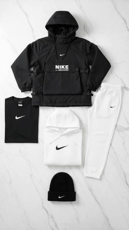 NK™ Winter Set – Jacket, Sweatshirt, Joggers, T-Shirt, Beanie – Premium Sportswear Style