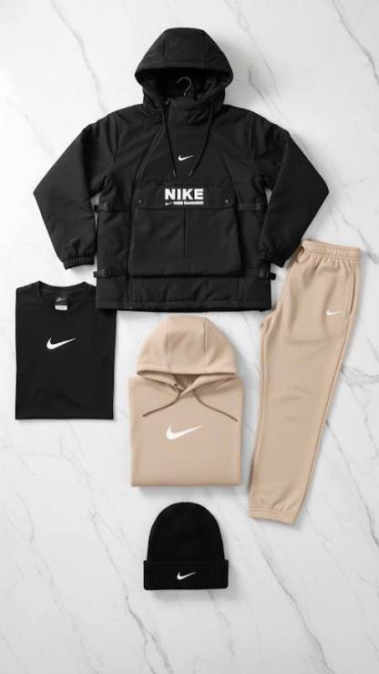 NK™ Winter Set – Jacket, Sweatshirt, Joggers, T-Shirt, Beanie – Premium Sportswear Style