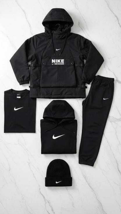 NK™ Winter Set – Jacket, Sweatshirt, Joggers, T-Shirt, Beanie – Premium Sportswear Style