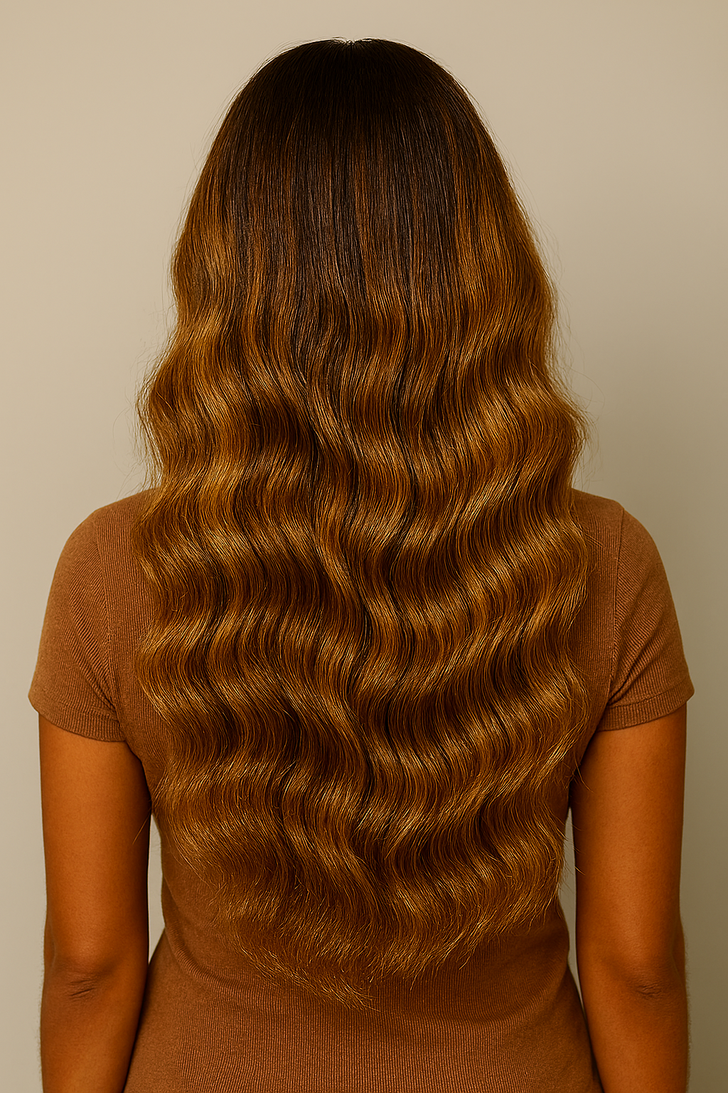 Glueless Shoulder Length Wavy Brown Ombre Layered Wigs With Bangs Lace Front Human Hair Wigs