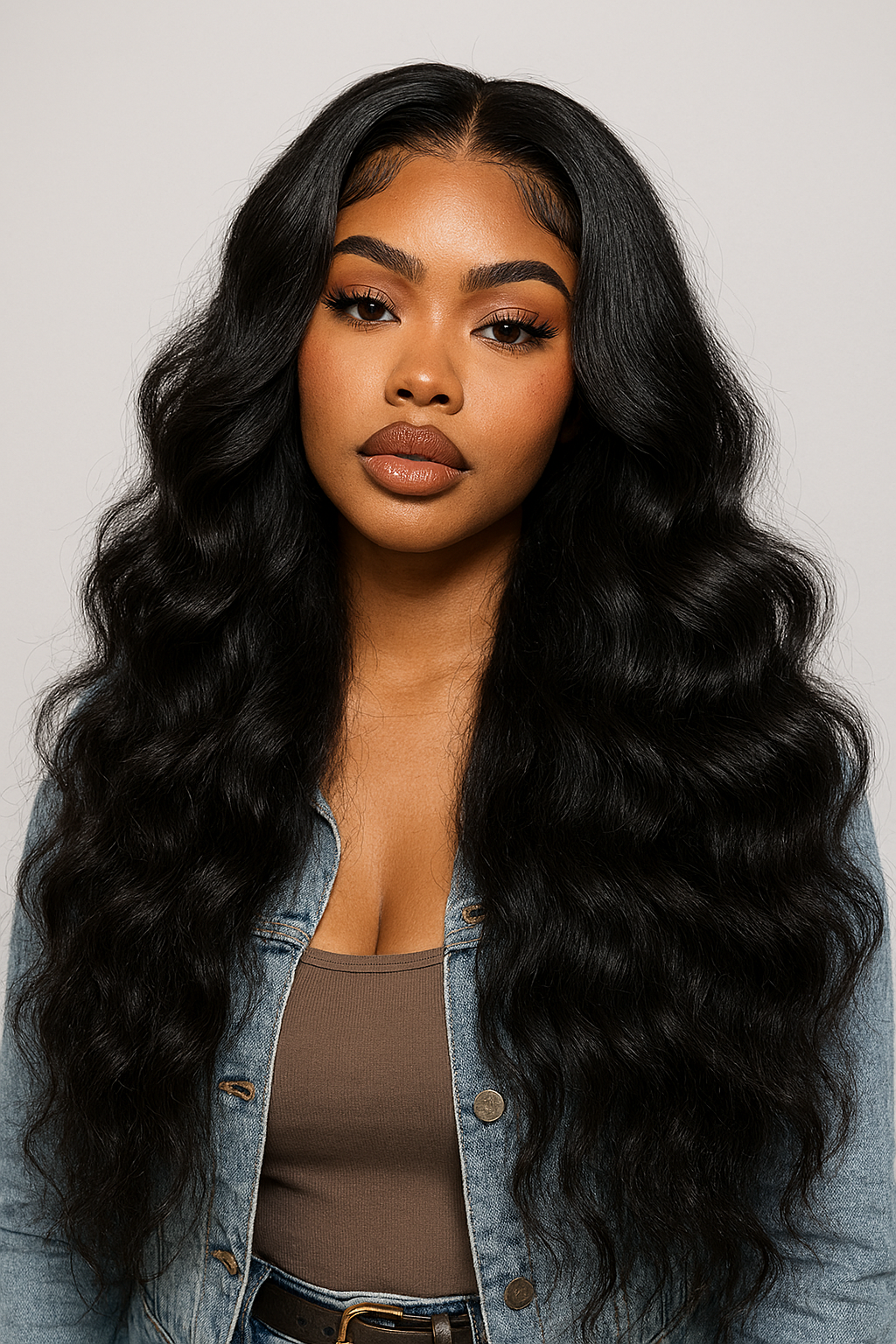 Glueless Shoulder Length Wavy Brown Ombre Layered Wigs With Bangs Lace Front Human Hair Wigs