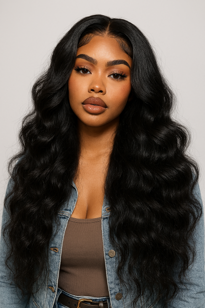 Glueless Shoulder Length Wavy Brown Ombre Layered Wigs With Bangs Lace Front Human Hair Wigs