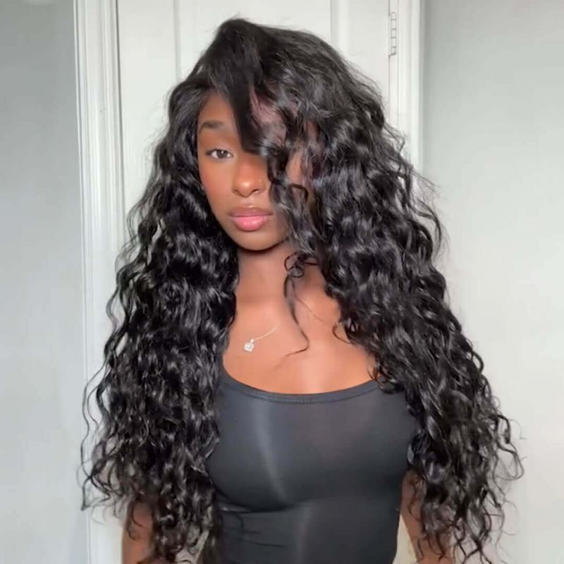 Natural Loose Deep Wave Wig Swiss Lace Front Glueless Human Hair Wigs