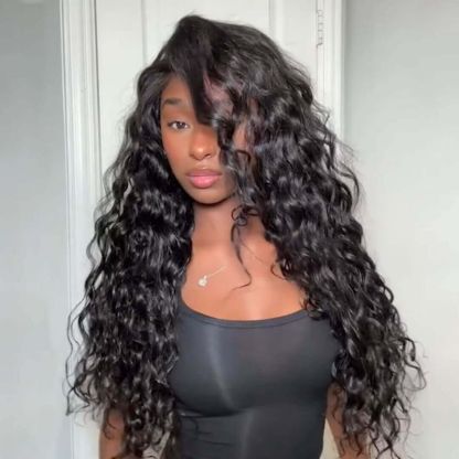 Natural Loose Deep Wave Wig Swiss Lace Front Glueless Human Hair Wigs