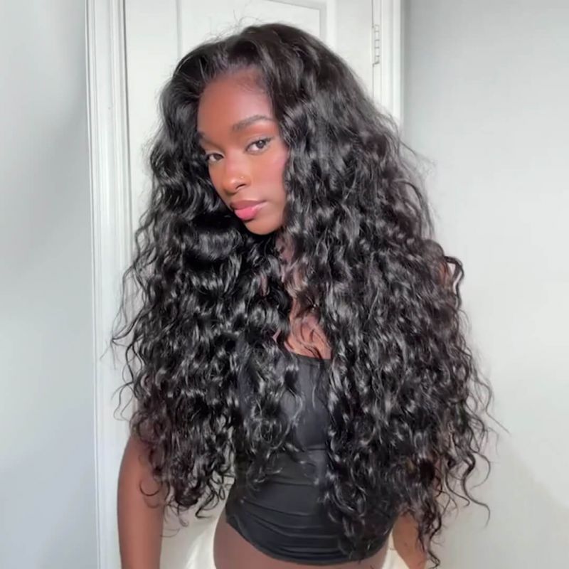 Natural Loose Deep Wave Wig Swiss Lace Front Glueless Human Hair Wigs