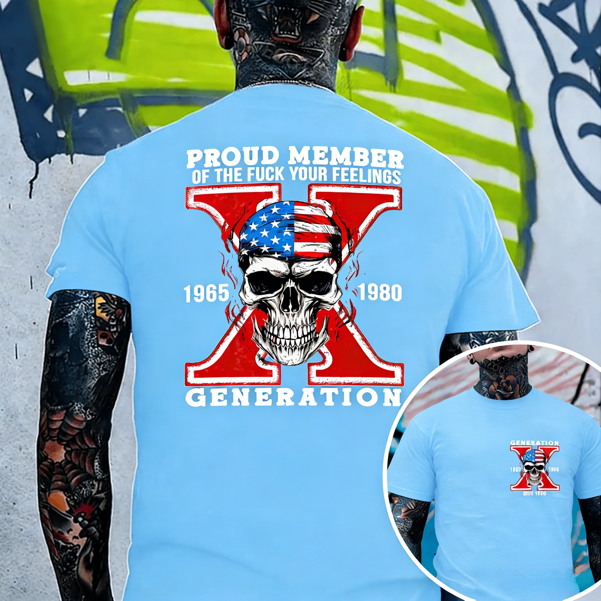 Custom Est Year Gen X Skull Proud Member Fck Your Feelings Generation Shirt