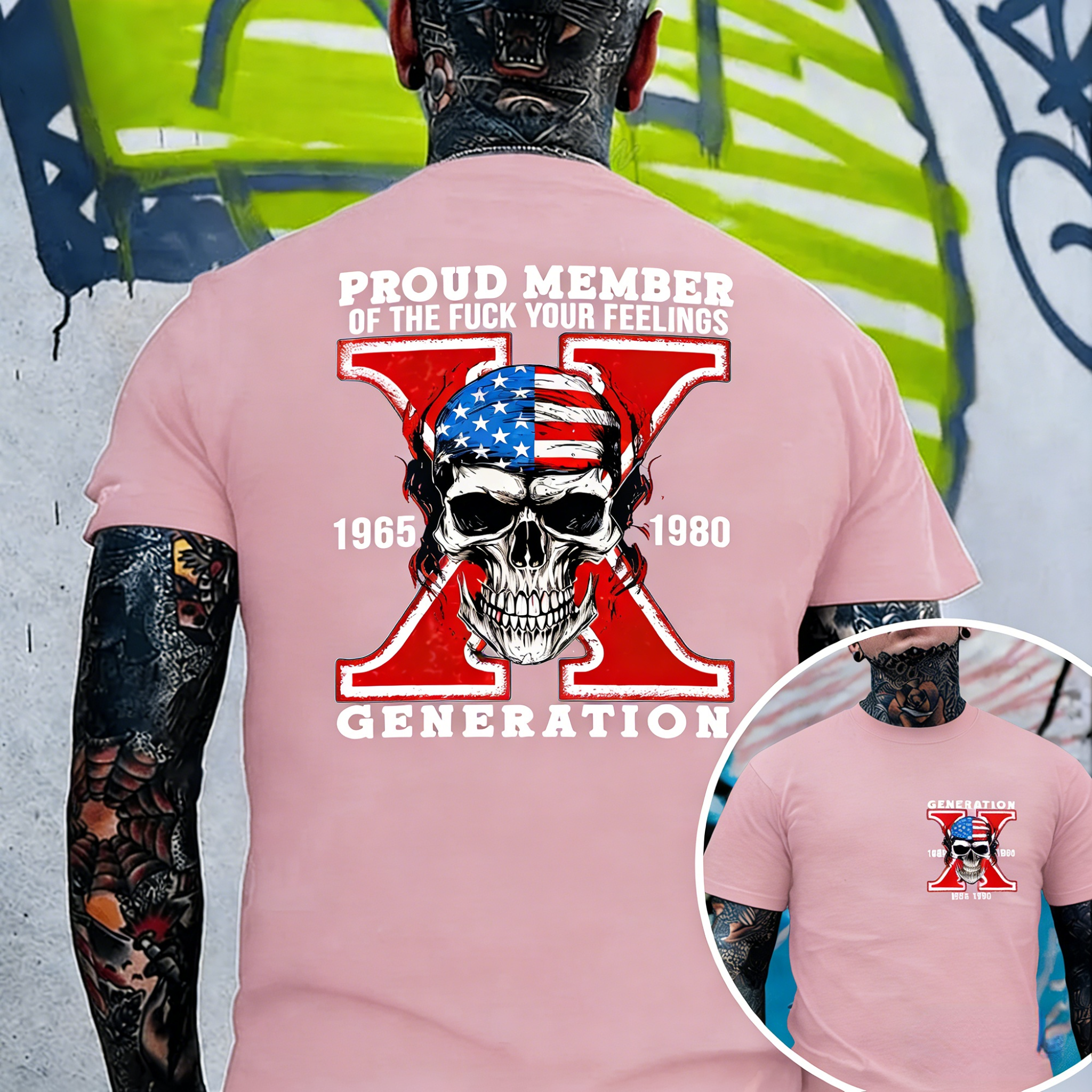Custom Est Year Gen X Skull Proud Member Fck Your Feelings Generation Shirt