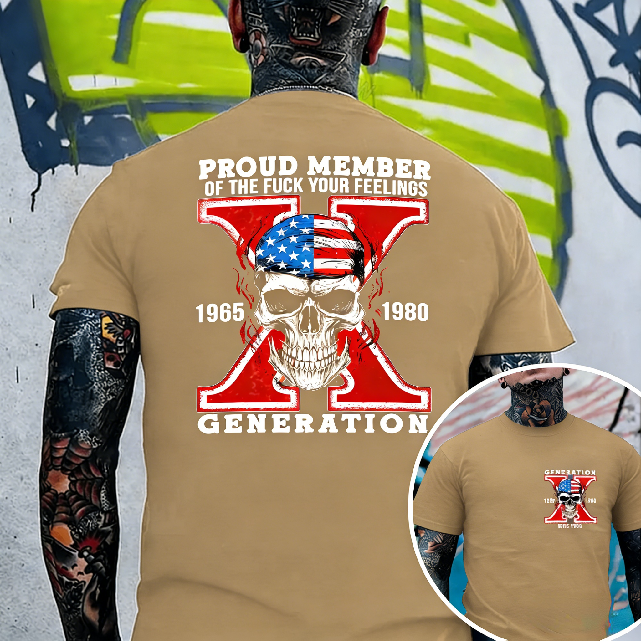 Custom Est Year Gen X Skull Proud Member Fck Your Feelings Generation Shirt
