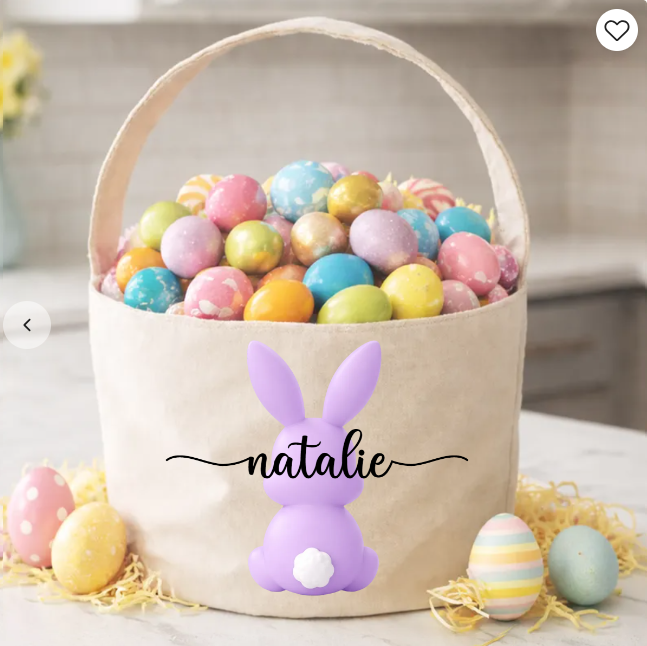 Bunny Egg Hunt Bag For Kids - Personalized Bucket Bag - Gift For Kids, Grandkids, Easter Gift