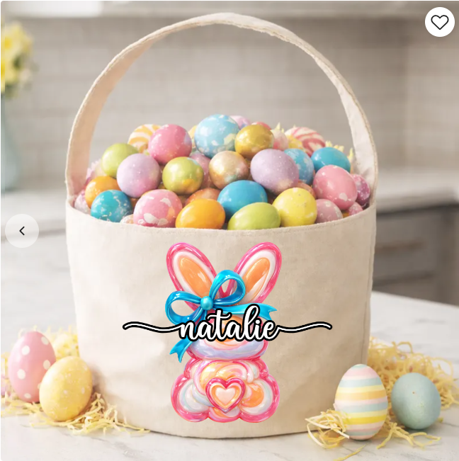 Bunny Egg Hunt Bag For Kids - Personalized Bucket Bag - Gift For Kids, Grandkids, Easter Gift