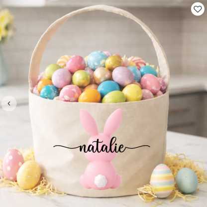Bunny Egg Hunt Bag For Kids - Personalized Bucket Bag - Gift For Kids, Grandkids, Easter Gift