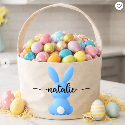 Bunny Egg Hunt Bag For Kids - Personalized Bucket Bag - Gift For Kids, Grandkids, Easter Gift