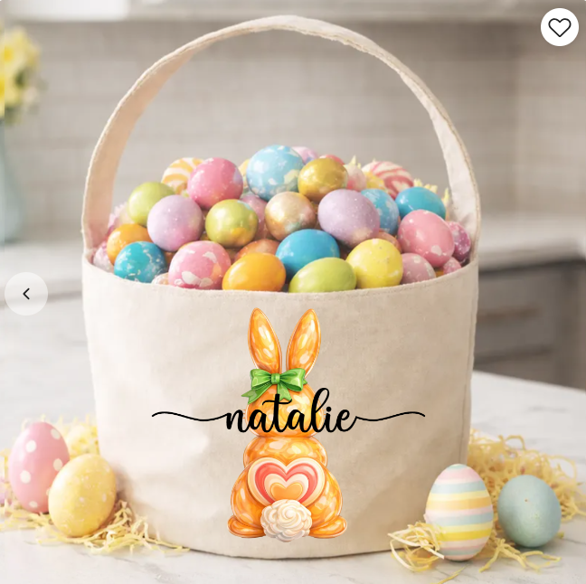 Bunny Egg Hunt Bag For Kids - Personalized Bucket Bag - Gift For Kids, Grandkids, Easter Gift