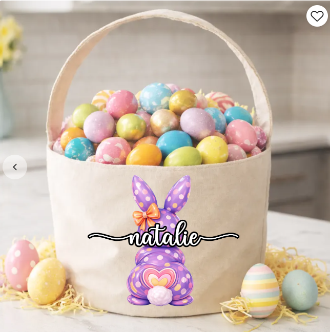 Bunny Egg Hunt Bag For Kids - Personalized Bucket Bag - Gift For Kids, Grandkids, Easter Gift