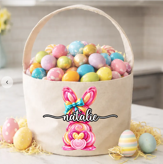 Bunny Egg Hunt Bag For Kids - Personalized Bucket Bag - Gift For Kids, Grandkids, Easter Gift