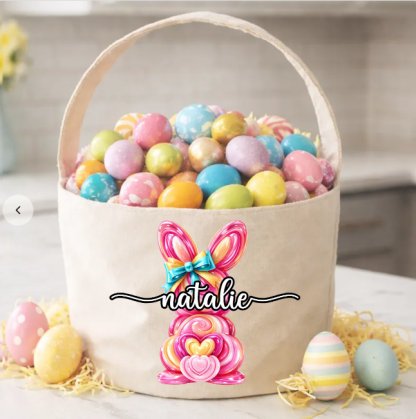 Bunny Egg Hunt Bag For Kids - Personalized Bucket Bag - Gift For Kids, Grandkids, Easter Gift