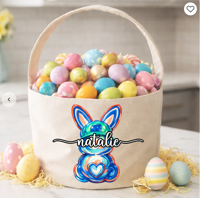Bunny Egg Hunt Bag For Kids - Personalized Bucket Bag - Gift For Kids, Grandkids, Easter Gift