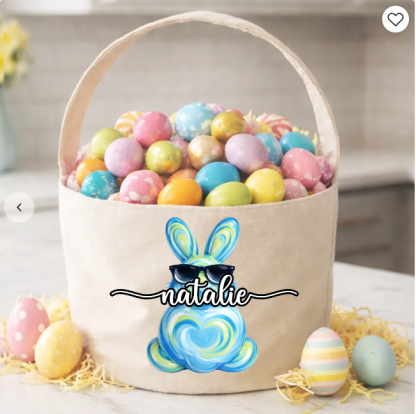 Bunny Egg Hunt Bag For Kids - Personalized Bucket Bag - Gift For Kids, Grandkids, Easter Gift