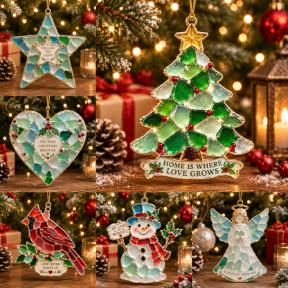 🎄 Sea Glass Christmas Blessing Ornaments