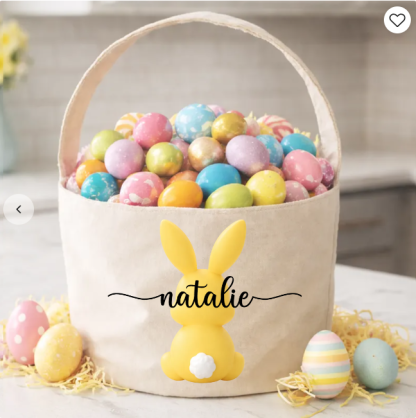 Bunny Egg Hunt Bag For Kids - Personalized Bucket Bag - Gift For Kids, Grandkids, Easter Gift