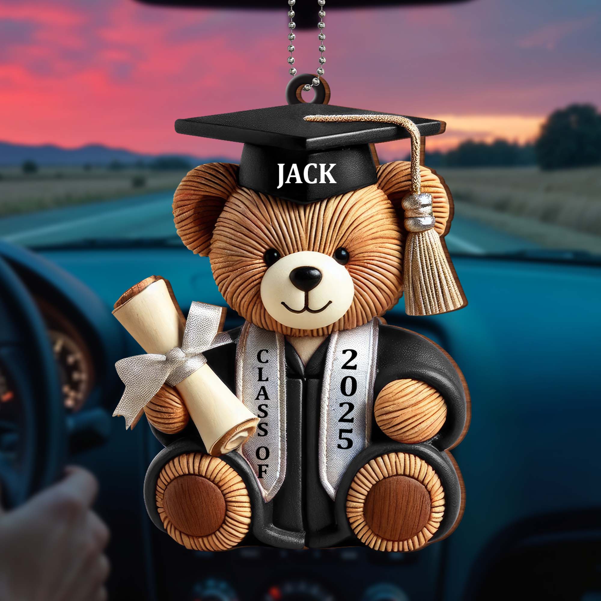 Graduation Wishes Teddy Bear - Personalized Custom Wood Ornament - Gift For Graduates