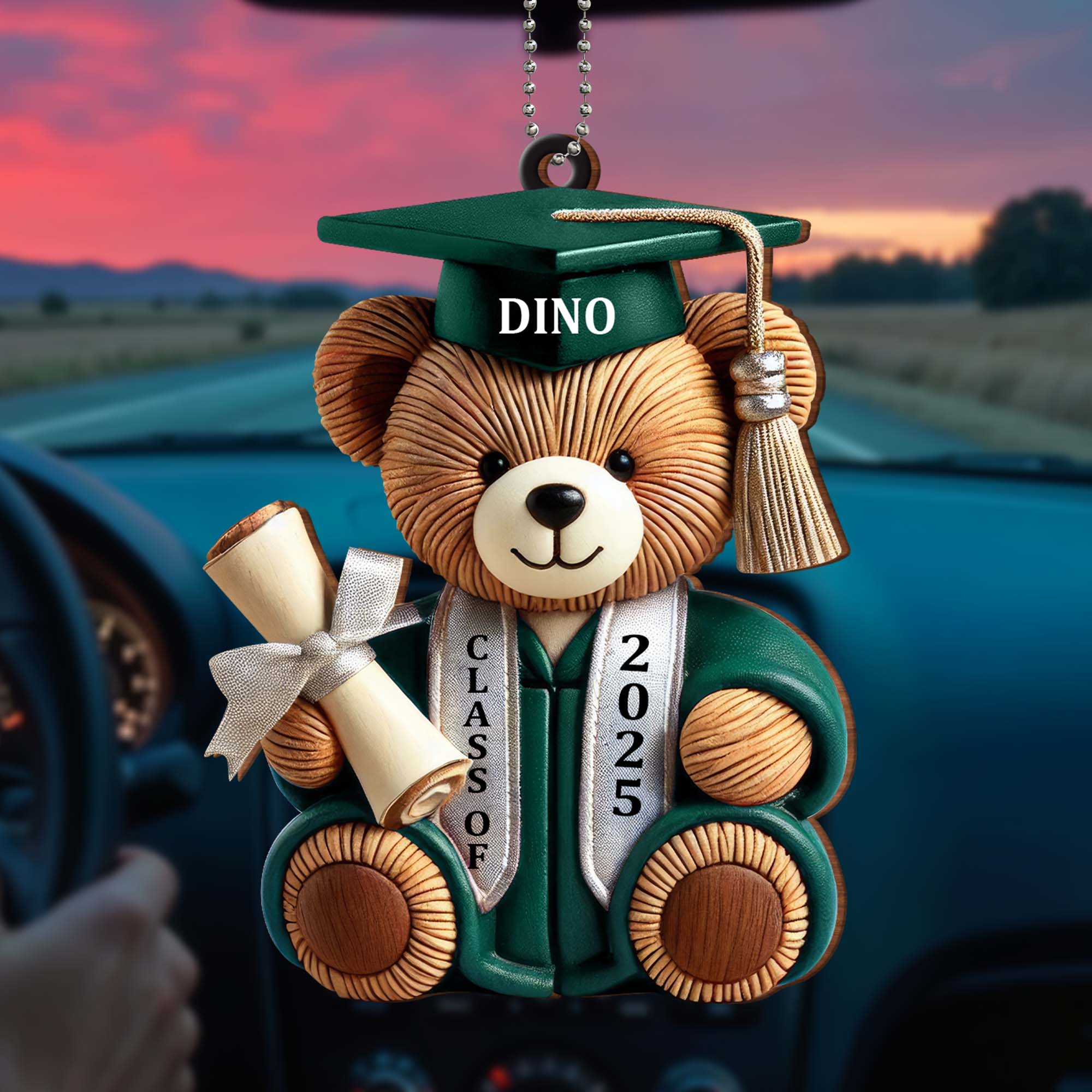Graduation Wishes Teddy Bear - Personalized Custom Wood Ornament - Gift For Graduates