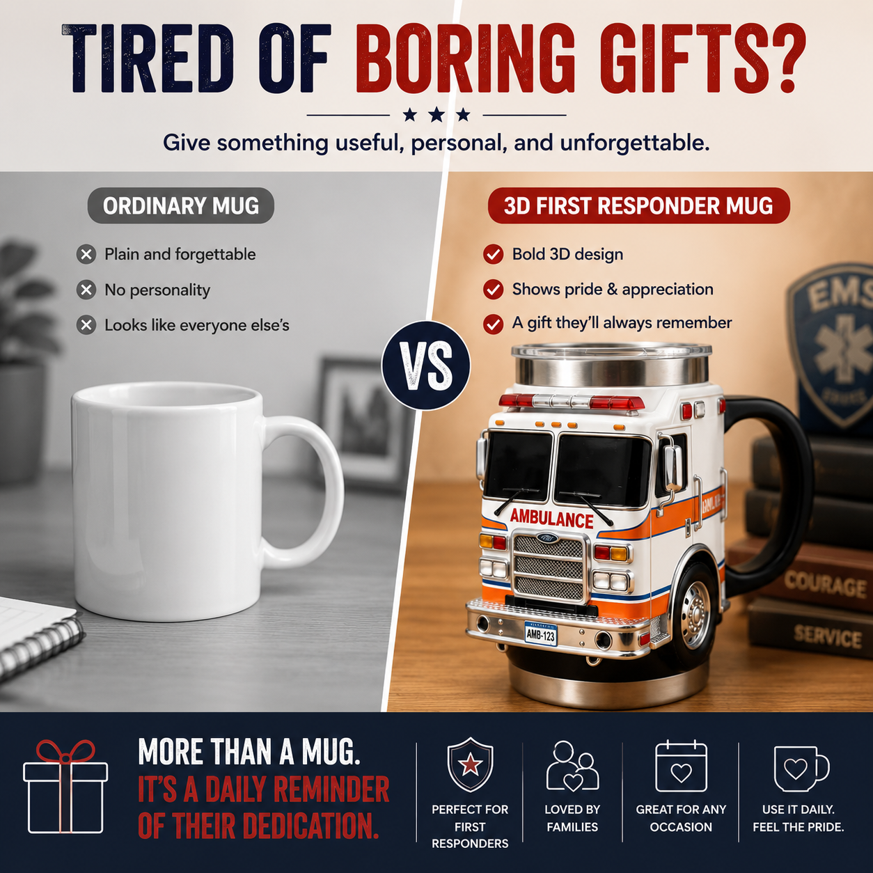🚓🚒🚑 3D First Responder Vehicle Mug | Police Fire Ambulance Gift Cup