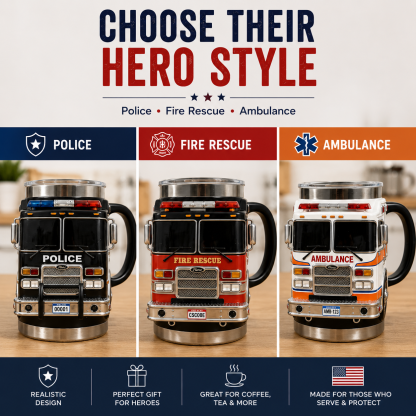 🚓🚒🚑 3D First Responder Vehicle Mug | Police Fire Ambulance Gift Cup