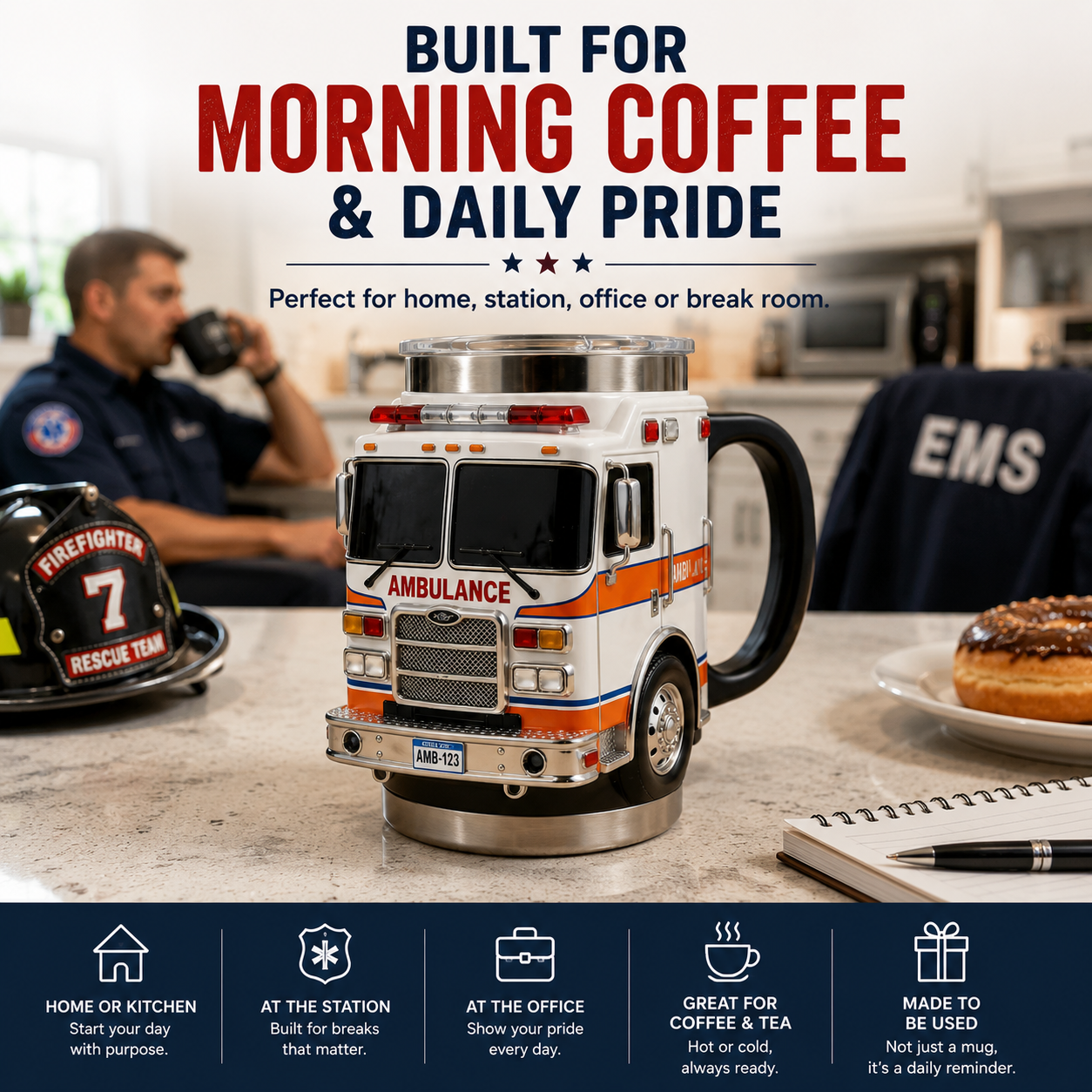 🚓🚒🚑 3D First Responder Vehicle Mug | Police Fire Ambulance Gift Cup