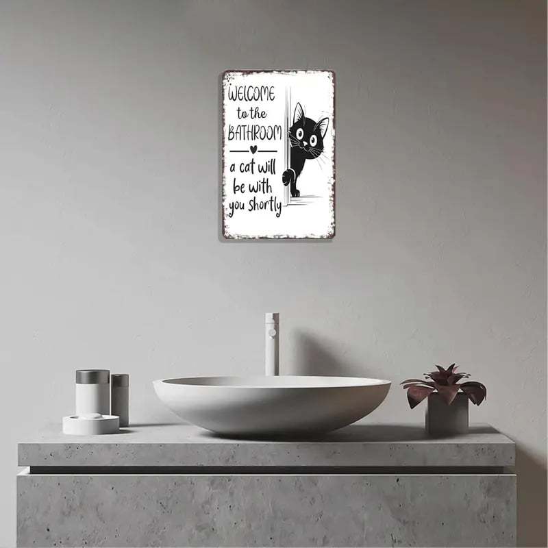 Vintage Black & White Cat Wall Art