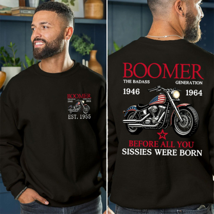 Boomer The Badass Generation Motorcycle rider Unisex T-shirt,  Hoodie, Custom Year Of Birth Sweatshirt