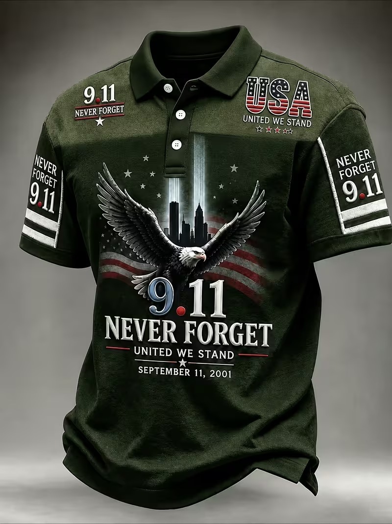 Men's 9.11 Memorial Never Forget Print Polo Shirt