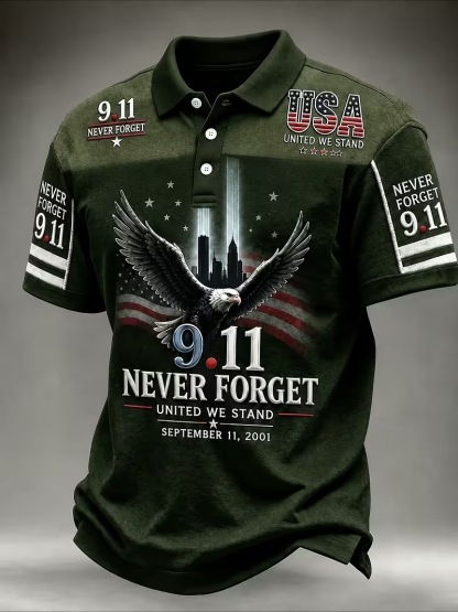 Men's 9.11 Memorial Never Forget Print Polo Shirt