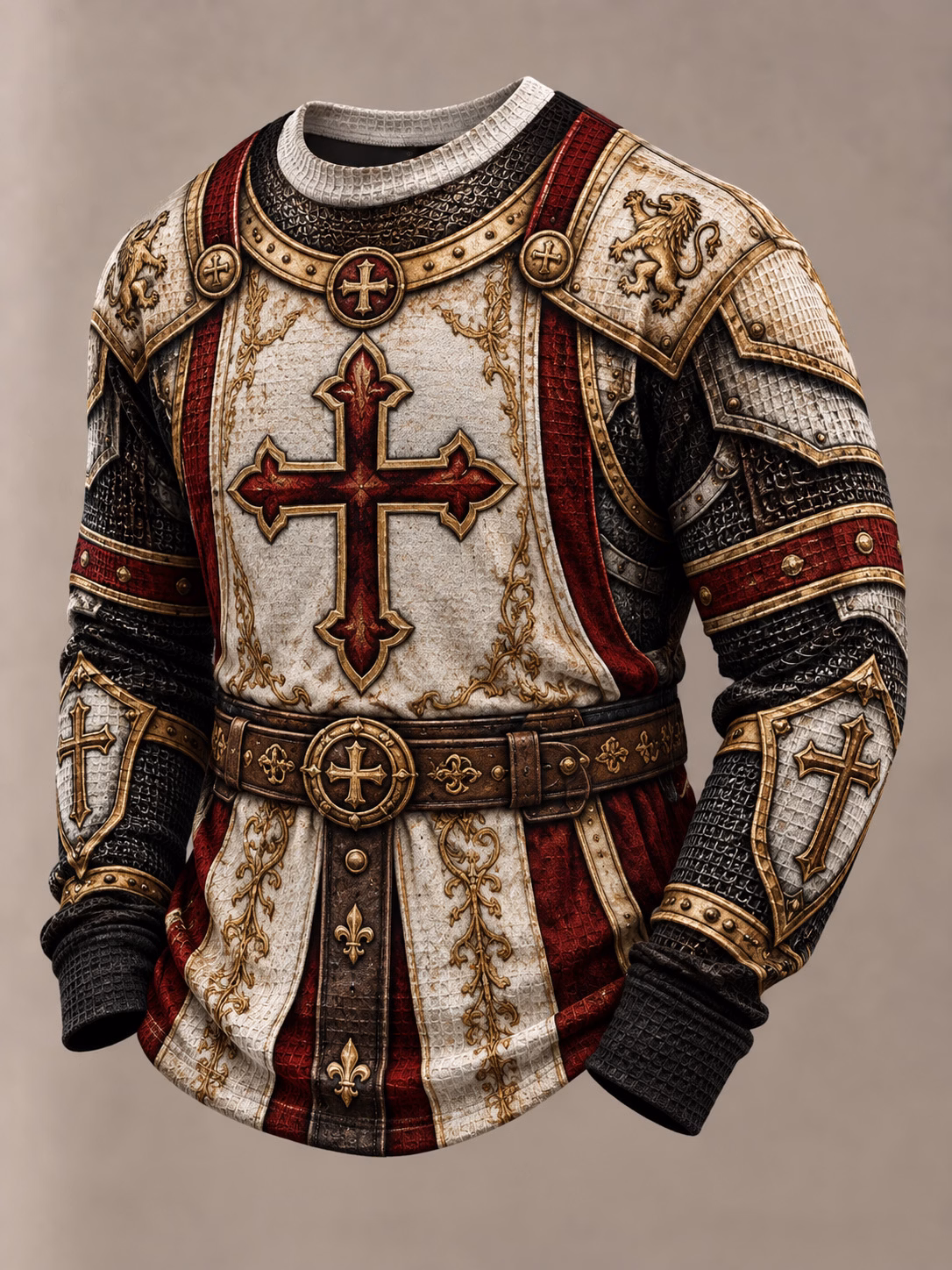 Men's Vintage "Faith Knight" Armor Graphic Casual Sweatshirt