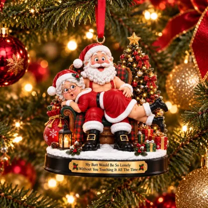 Funny Santa & Mrs. Claus Christmas Ornament – I Vow to Still Grab Your Butt, Romantic & Humorous Christmas Gift for Husband, Wife & Couples, Forever Love Keepsake