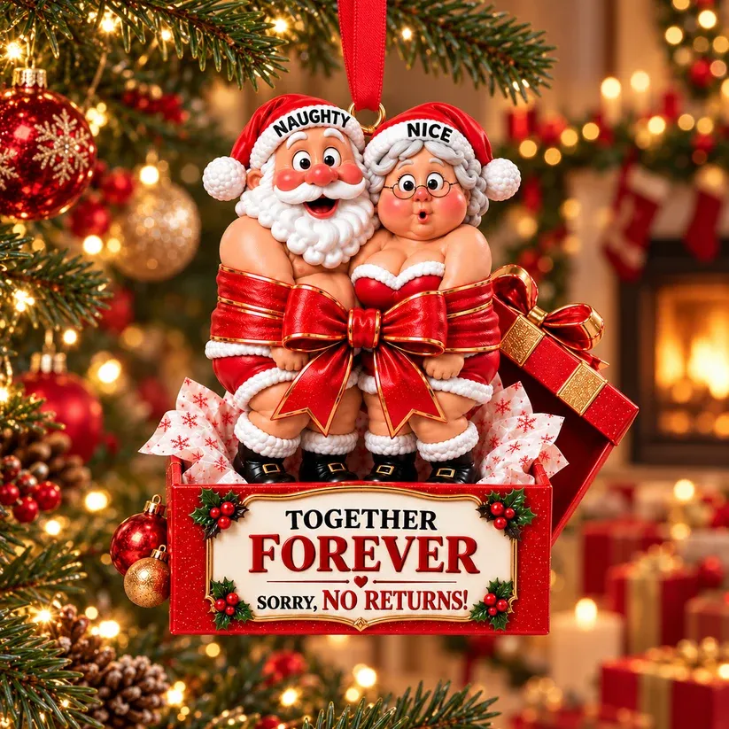 Funny Santa & Mrs. Claus Christmas Ornament – I Vow to Still Grab Your Butt, Romantic & Humorous Christmas Gift for Husband, Wife & Couples, Forever Love Keepsake