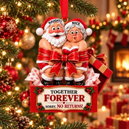 Funny Santa & Mrs. Claus Christmas Ornament – I Vow to Still Grab Your Butt, Romantic & Humorous Christmas Gift for Husband, Wife & Couples, Forever Love Keepsake