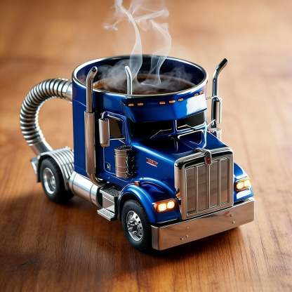 Durable Semi-Truck Shaped Coffee Mug – Handcrafted Resin Mug for Family & Friends