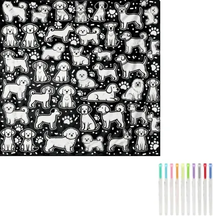 DIY Coloring Blanket 50x60 Inch Fleece Throw for Kids & Adults with 24 Marker Pens