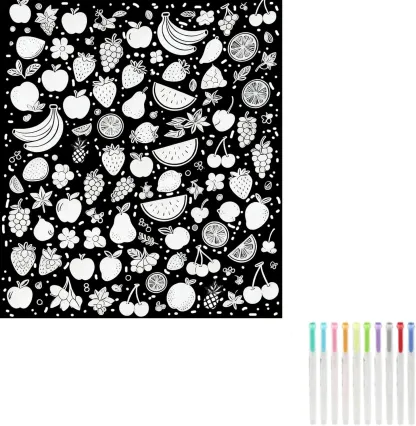 DIY Coloring Blanket 50x60 Inch Fleece Throw for Kids & Adults with 24 Marker Pens