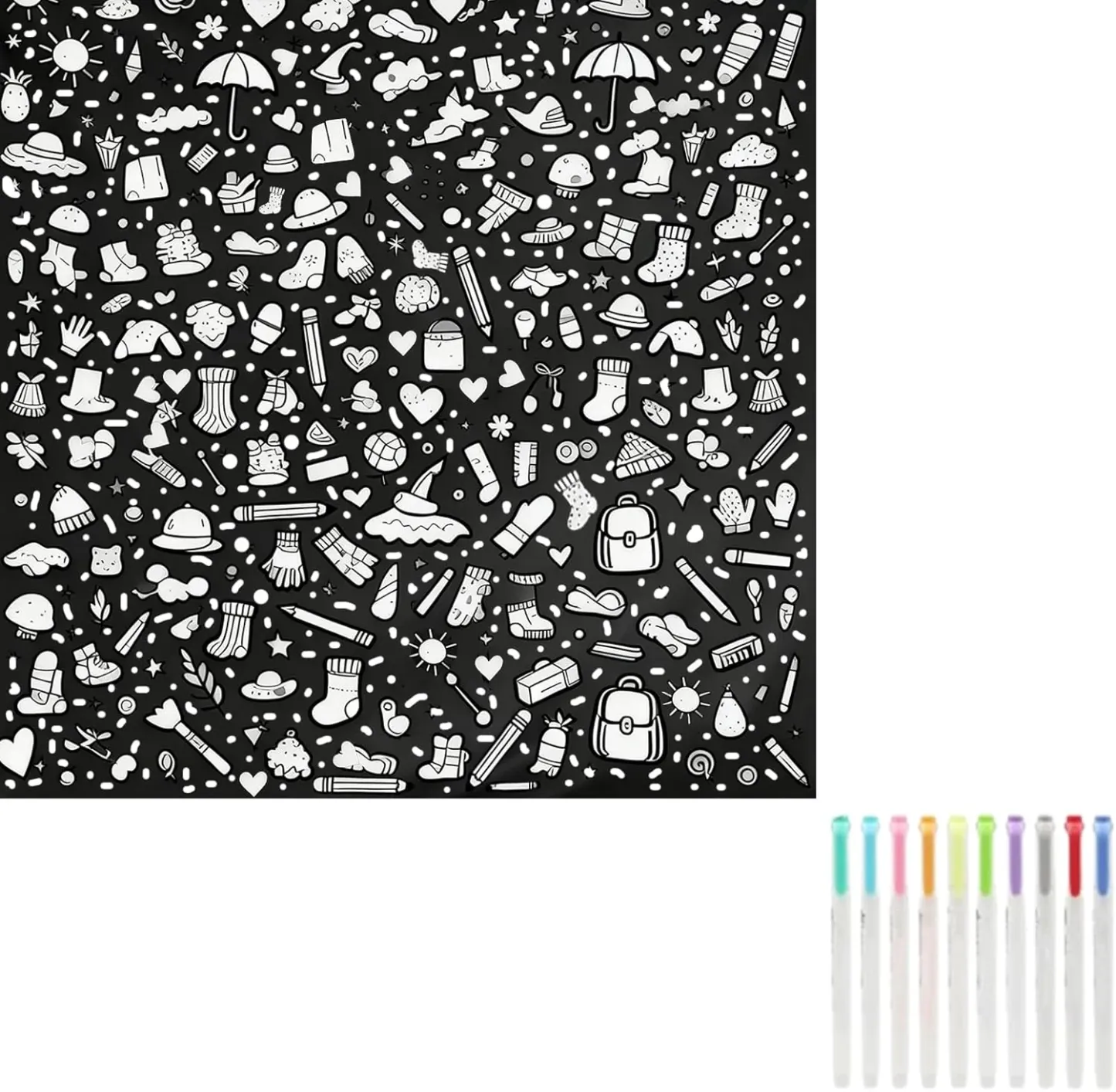 DIY Coloring Blanket 50x60 Inch Fleece Throw for Kids & Adults with 24 Marker Pens