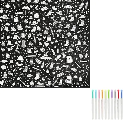 DIY Coloring Blanket 50x60 Inch Fleece Throw for Kids & Adults with 24 Marker Pens