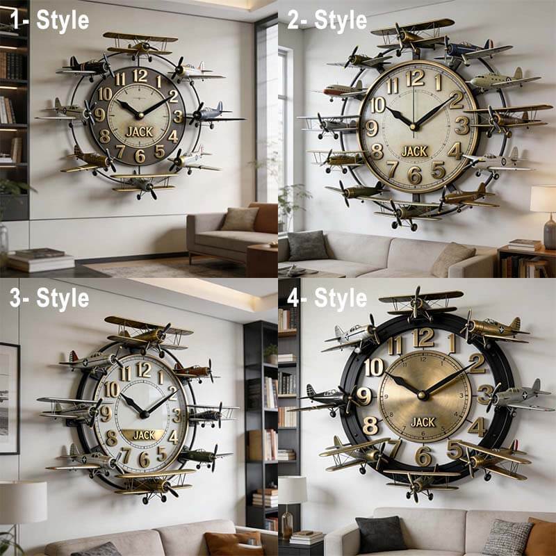 Personalized airplanes around a themed clock