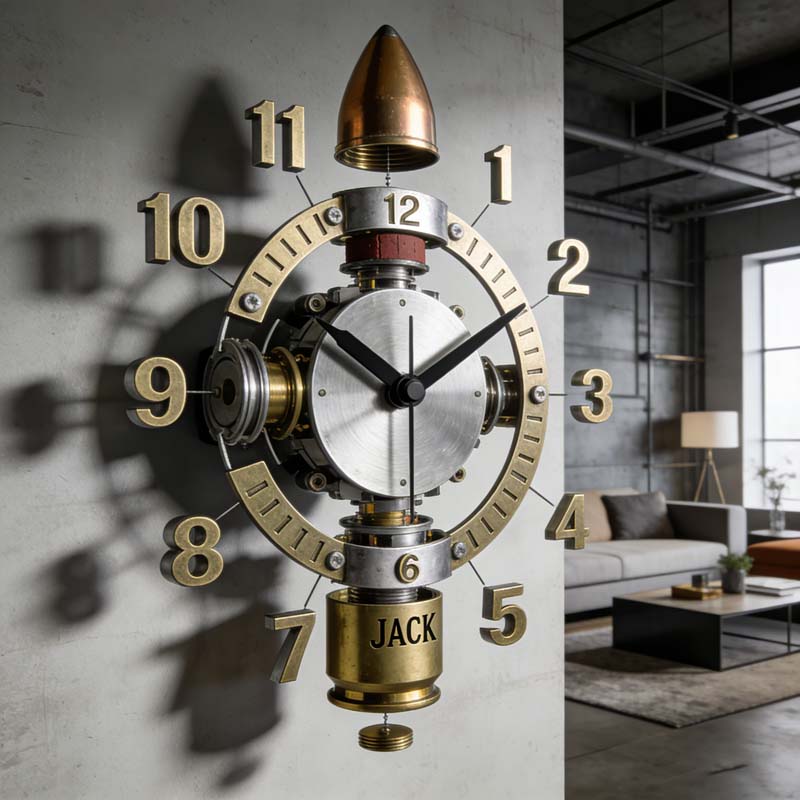 Personalized bullet disassembly theme clock