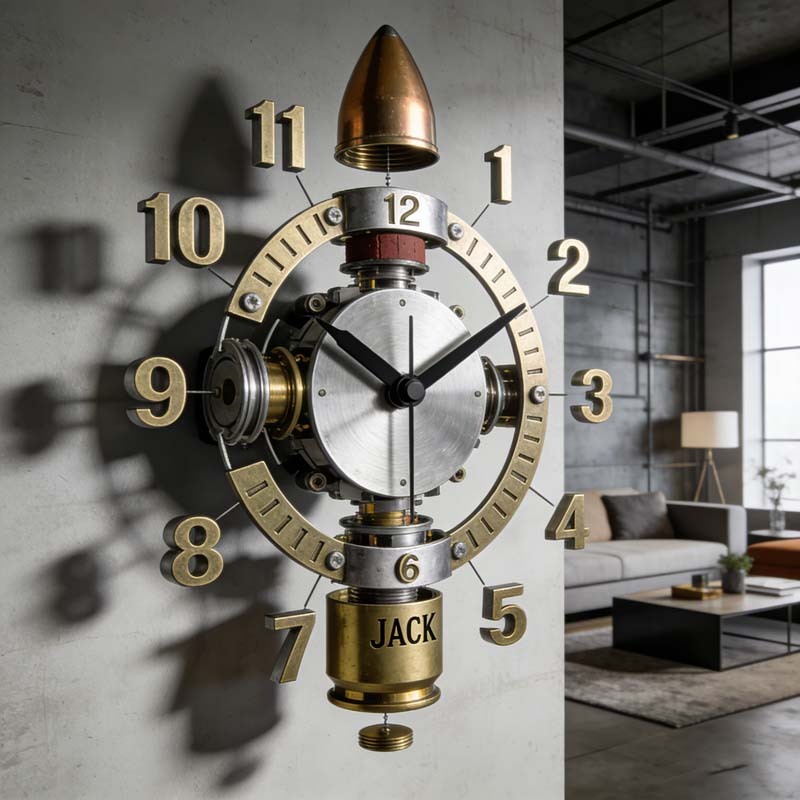 Personalized bullet disassembly theme clock
