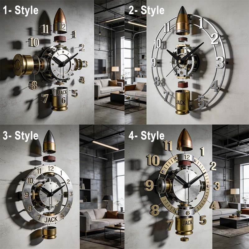 Personalized bullet disassembly theme clock