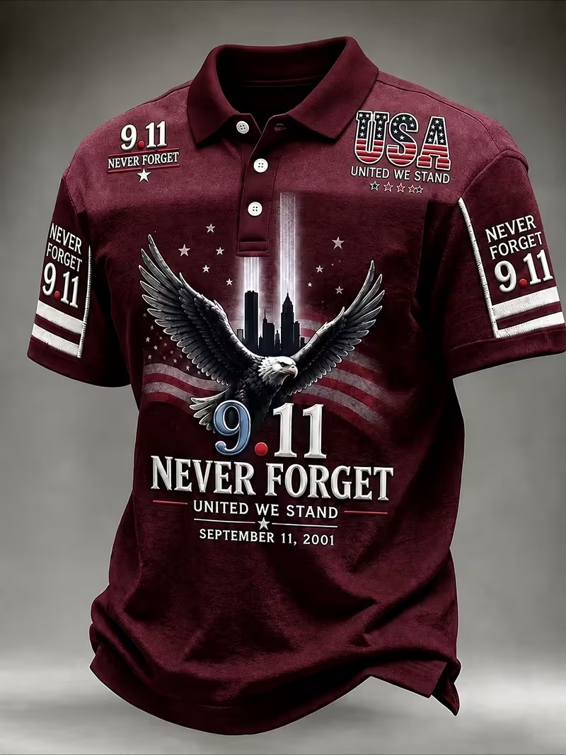 Men's 9.11 Memorial Never Forget Print Polo Shirt