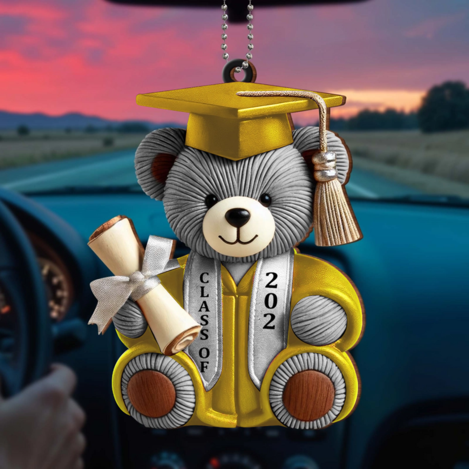 Graduation Wishes Teddy Bear - Personalized Custom Wood Ornament - Gift For Graduates