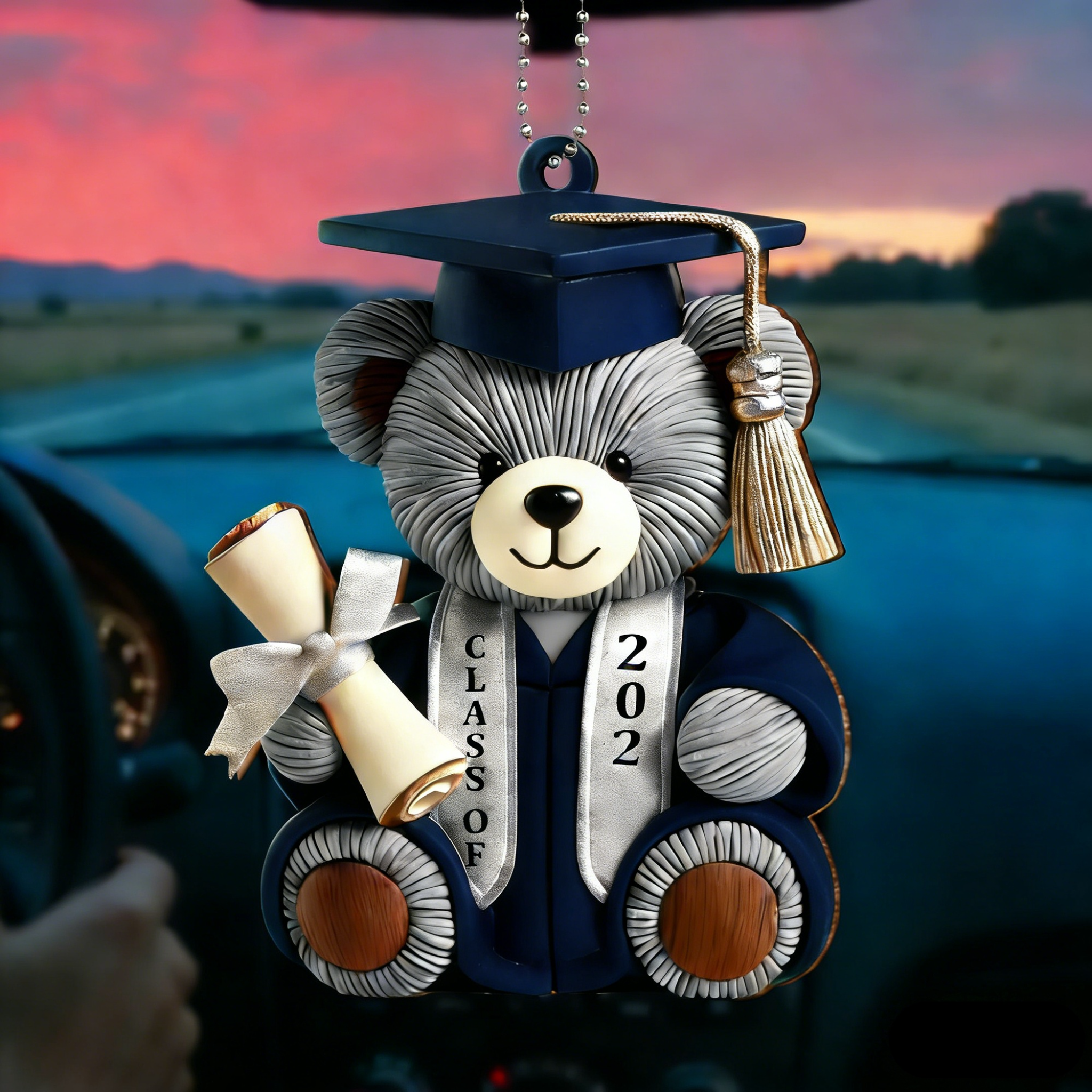 Graduation Wishes Teddy Bear - Personalized Custom Wood Ornament - Gift For Graduates